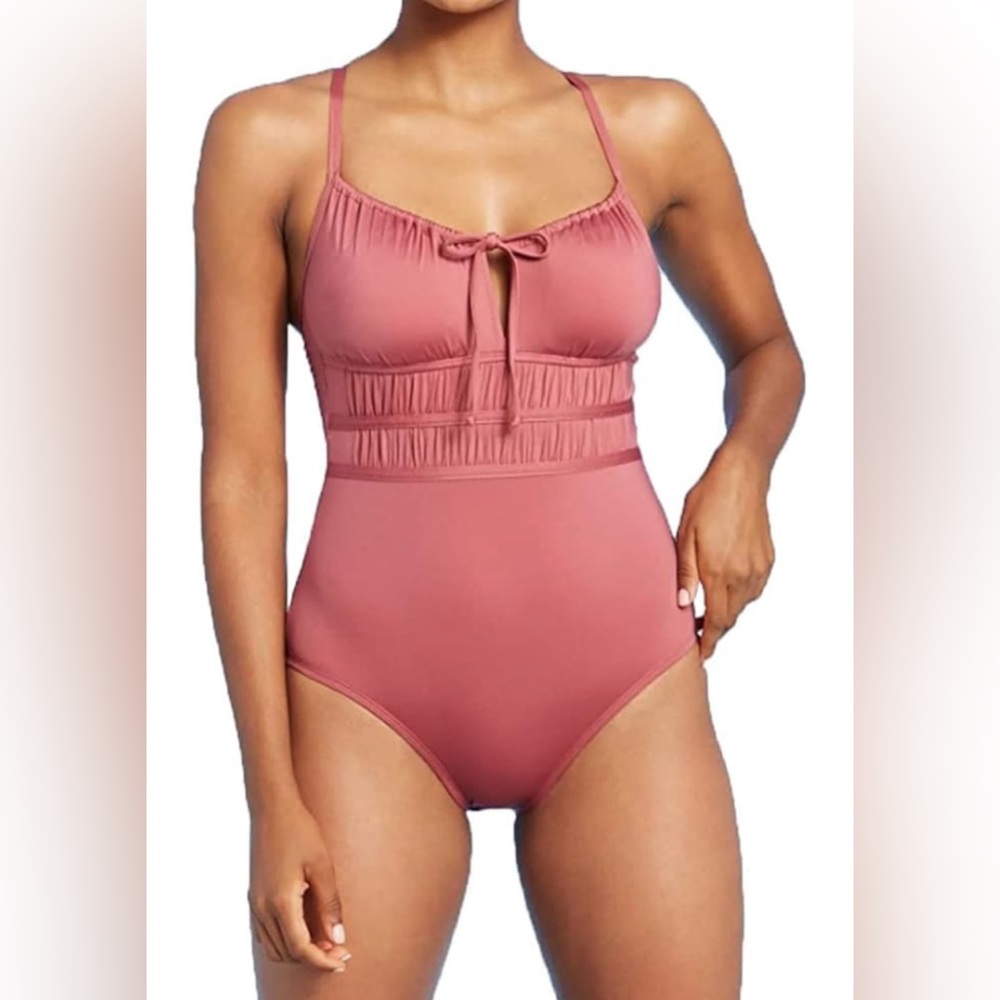Kona Sol Gathered Modern One Piece Swimsuit